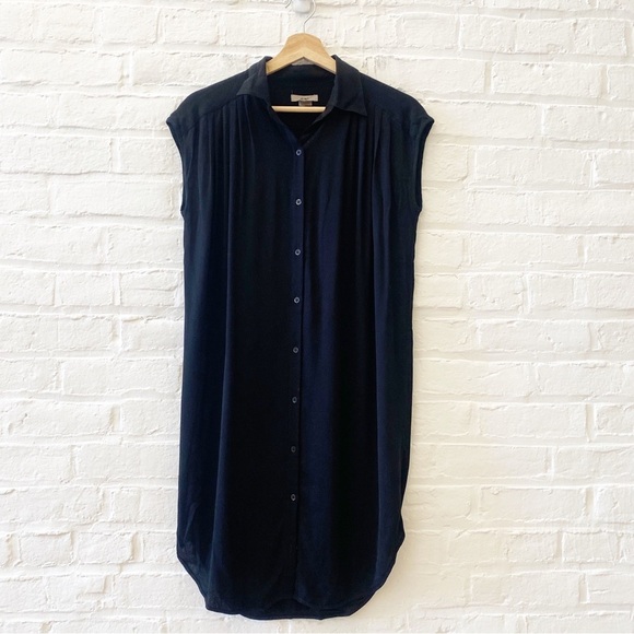 Helmut Lang || Button Front Shirt Dress Black Small - Picture 1 of 7